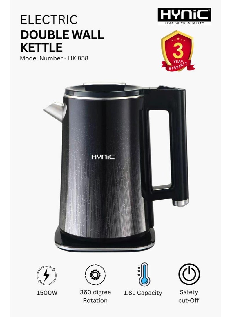 Hynic 1.8L Double Wall Electric Kettle – 1500W Fast Boil, 304 Food-Grade Stainless Steel & Cool-Touch Safety Design - Image 1